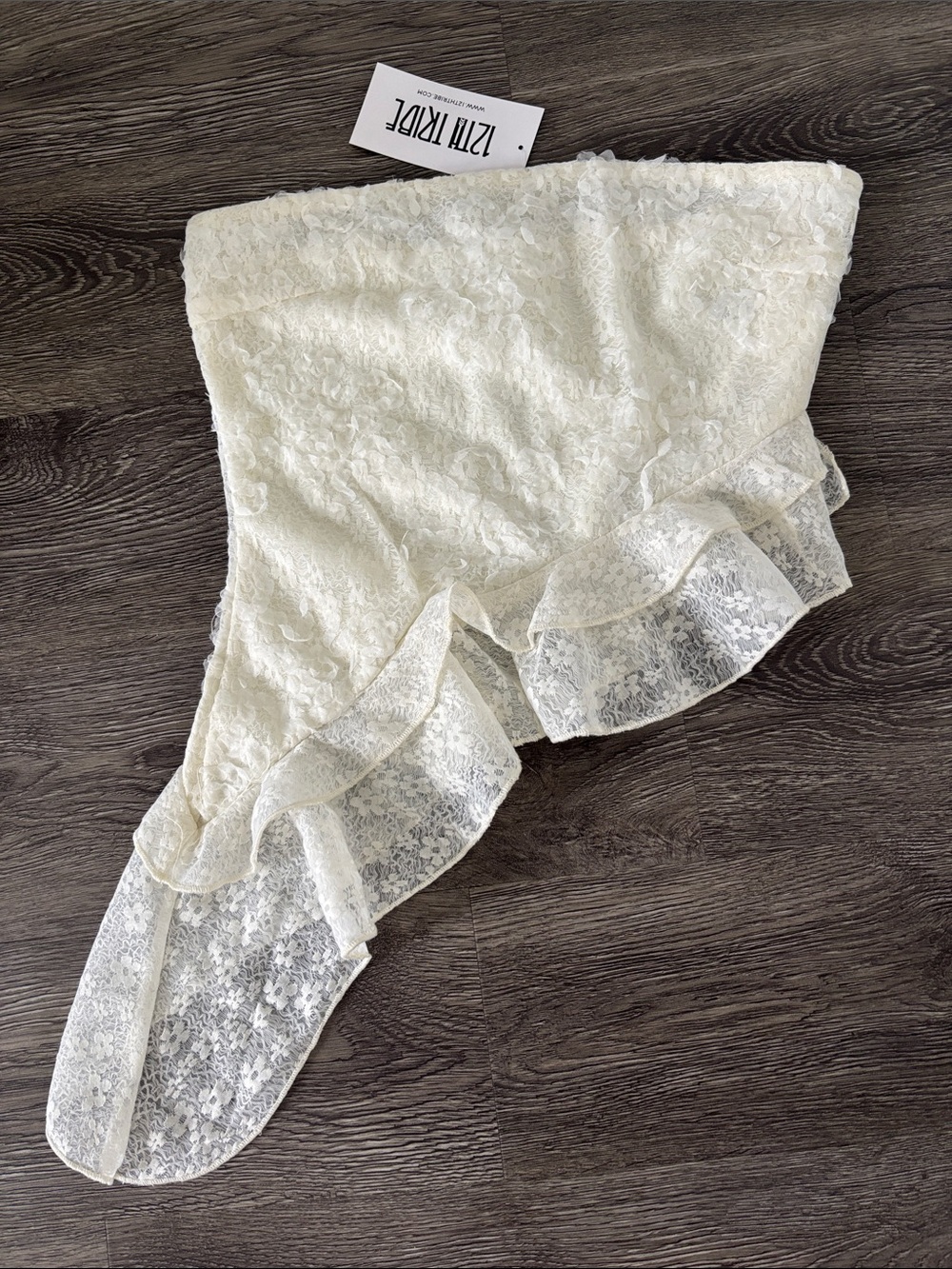Ivory Lace Asymmetric Tube Top